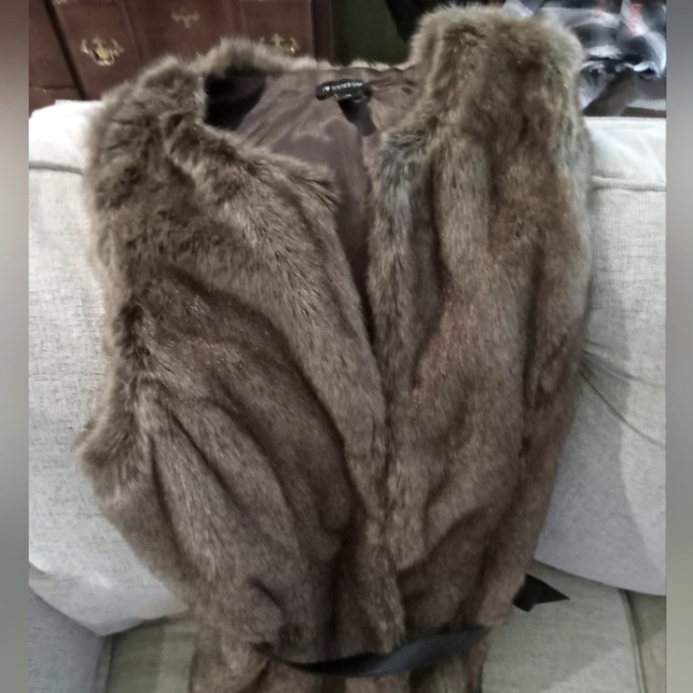 Faux fur vest with belt
